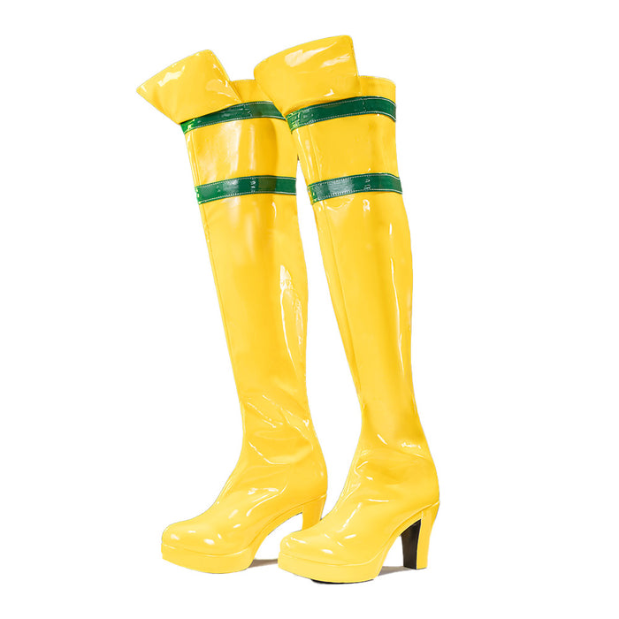 Dokidoki Game Cosplay Shoes Long Boots Yellow Green
