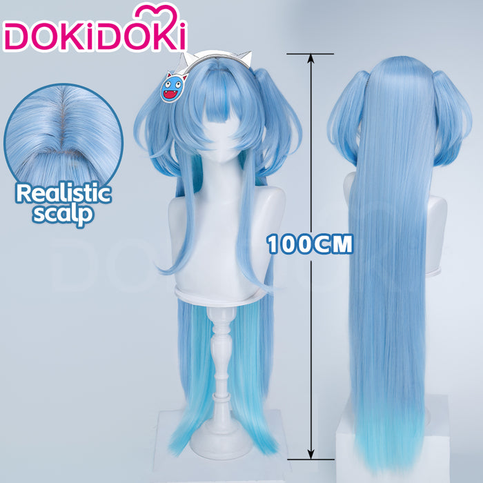 DokiDoki Game Cosplay Wig Long Straight Blue Gradient Hair