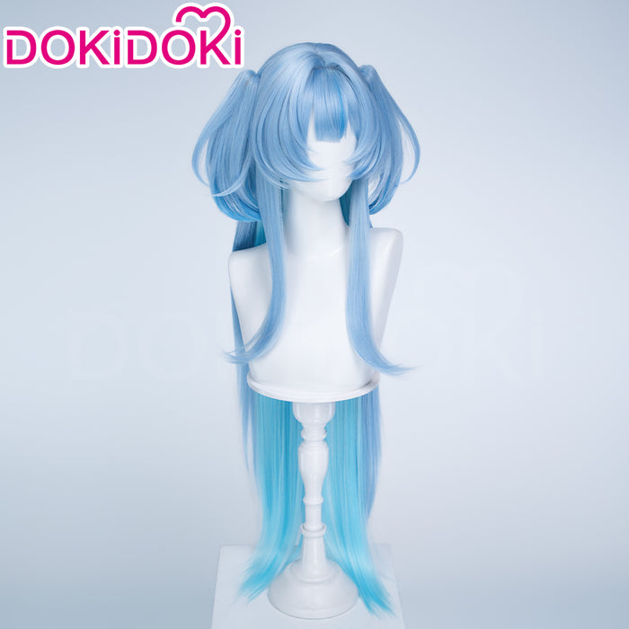 DokiDoki Game Cosplay Wig Long Straight Blue Gradient Hair