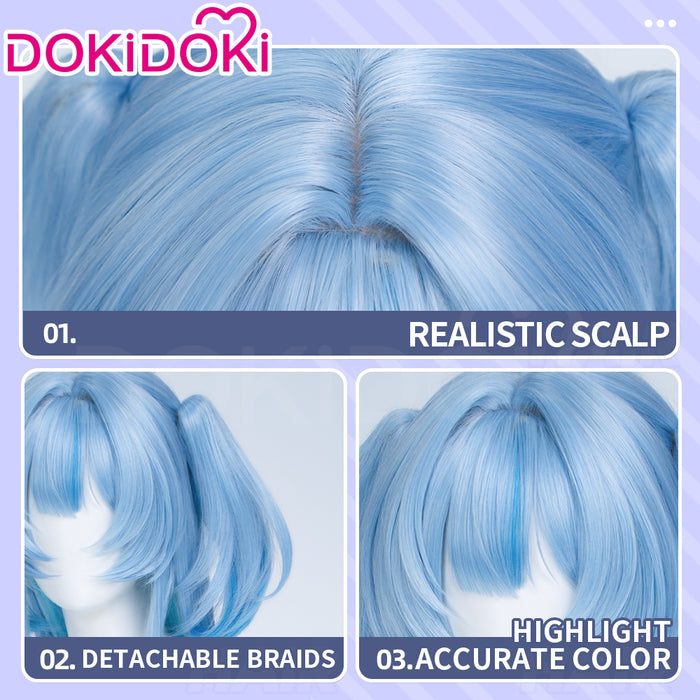 DokiDoki Game Cosplay Wig Long Straight Blue Gradient Hair