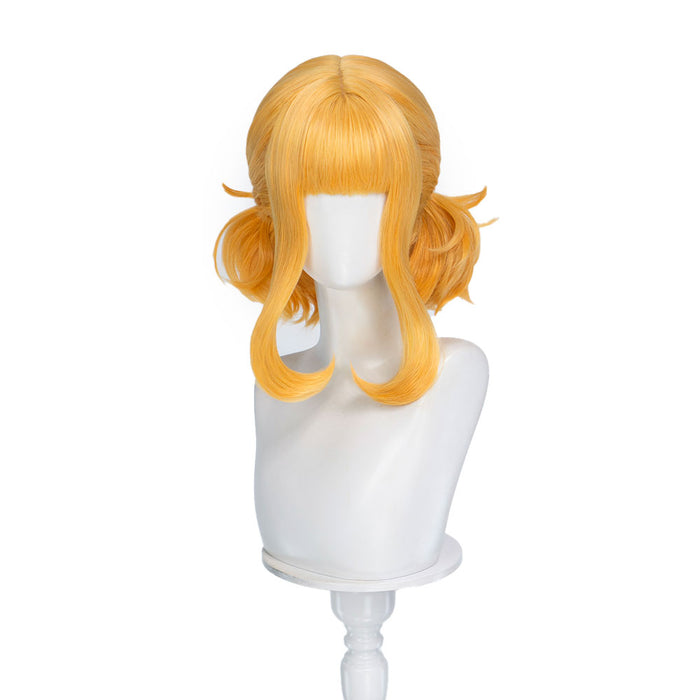 DokiDoki Game Cosplay Wig Short Curly Yellow Hair Pre Braided
