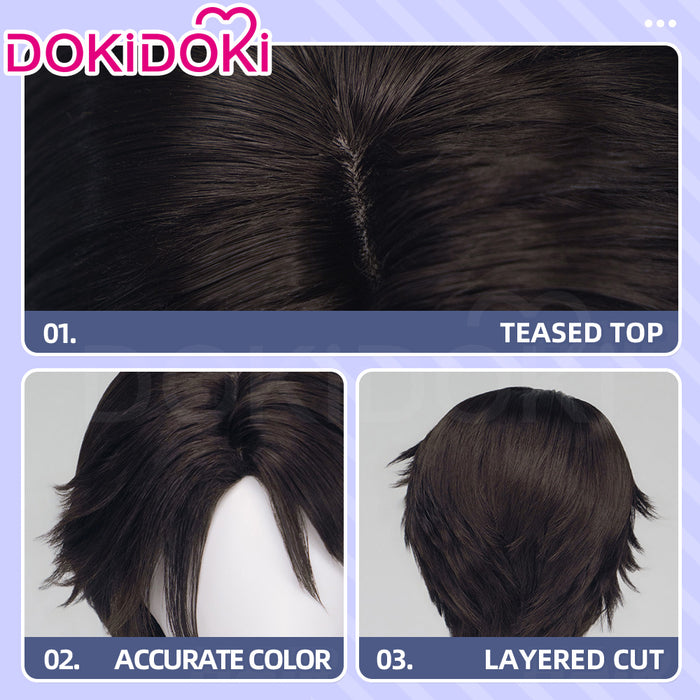 DokiDoki Game Cosplay Wig Short Straight Dark Brown Hair