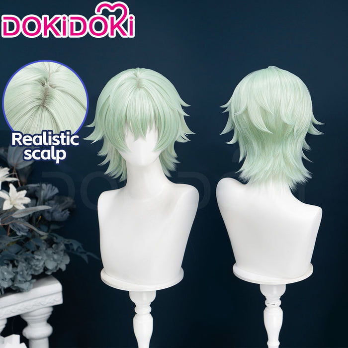 DokiDoki Game Genshin Impact Cosplay Alyosha Wig Short Green Hair Snezhnaya Sudden Snow