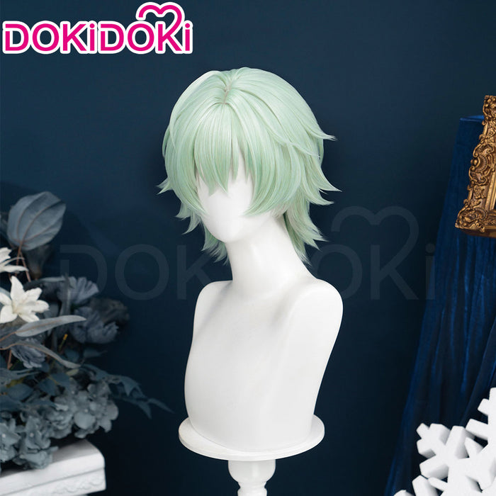 DokiDoki Game Genshin Impact Cosplay Alyosha Wig Short Green Hair Snezhnaya Sudden Snow