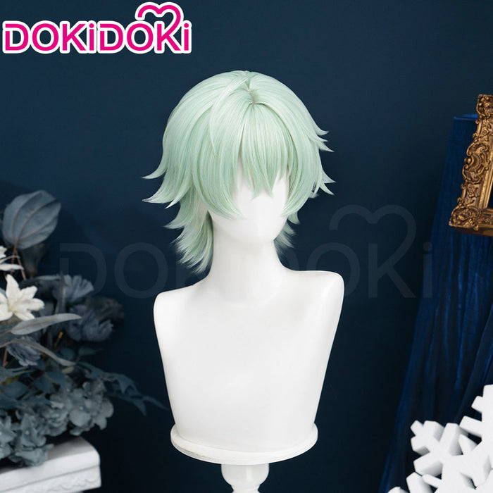 DokiDoki Game Genshin Impact Cosplay Alyosha Wig Short Green Hair Snezhnaya Sudden Snow