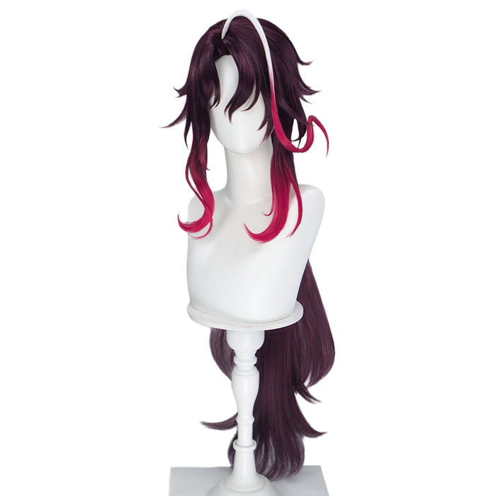 DokiDoki Game Genshin Impact Cosplay Noy Wig Long Dark Red Gradient Hair Snezhnaya Sudden Snow