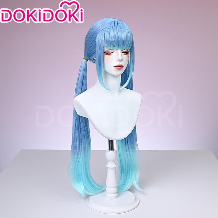 DokiDoki Game Honkai: Nexus Anima Cosplay Nanafey Wig Long Straight Blue Gradient Hair Twin Tails