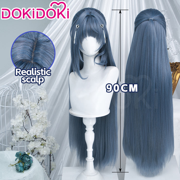 DokiDoki Game Zenless Zone Zero Cosplay The Storyteller Wig Long Straight Dusty Blue Hair ZZZ
