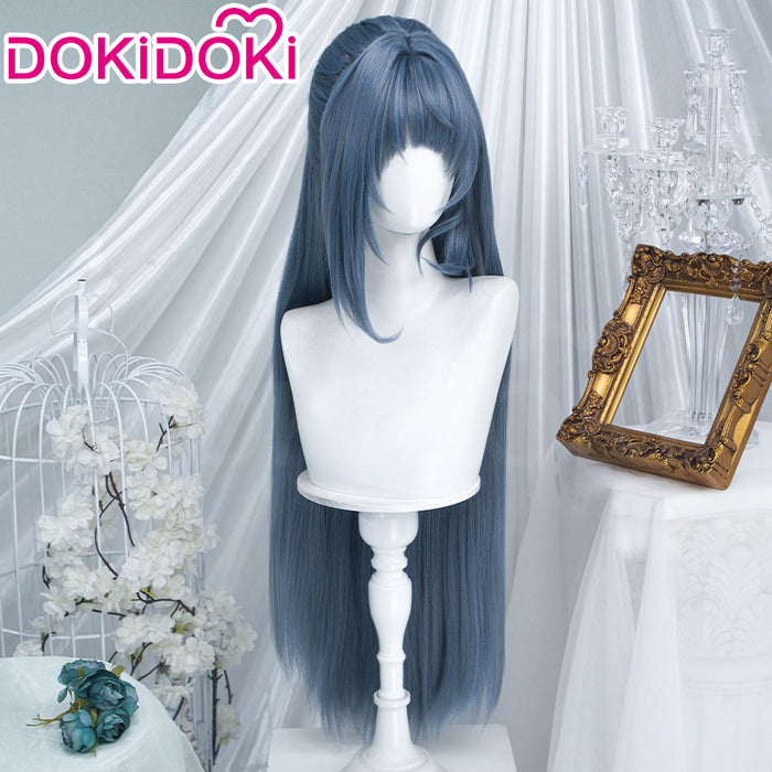 DokiDoki Game Zenless Zone Zero Cosplay The Storyteller Wig Long Straight Dusty Blue Hair ZZZ