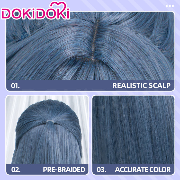 DokiDoki Game Zenless Zone Zero Cosplay The Storyteller Wig Long Straight Dusty Blue Hair ZZZ