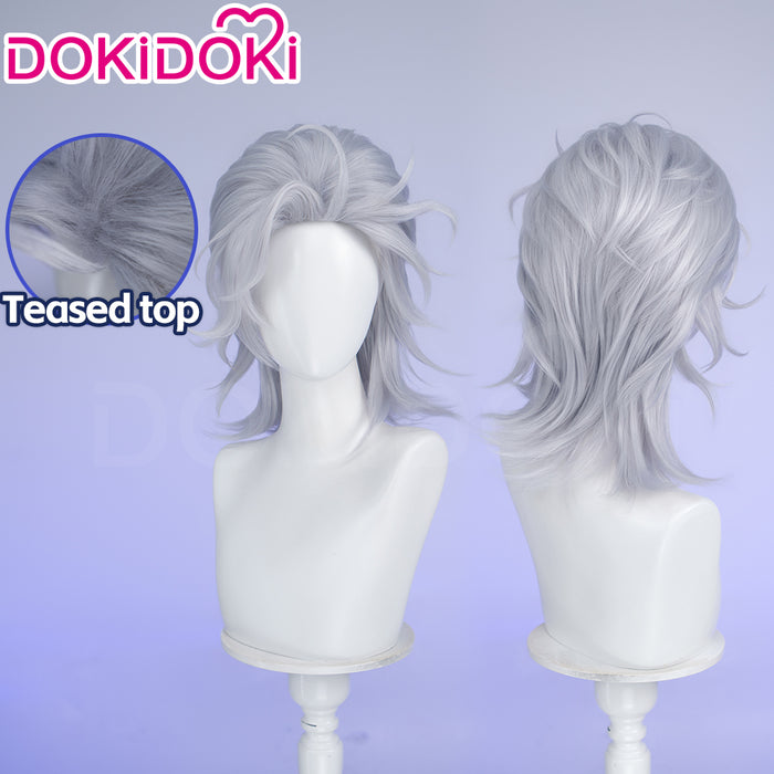 DokiDoki Manga Anime Record of Ragnarok Cosplay Wig Short Straight Silver Hair Layered Cut