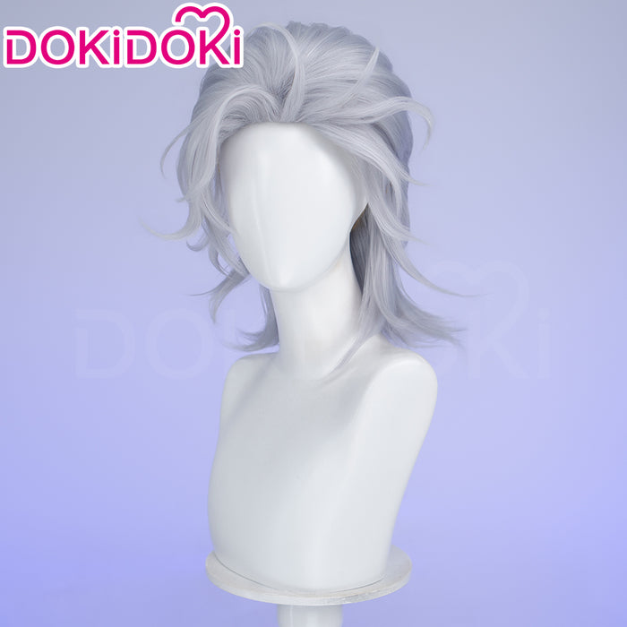 DokiDoki Manga Anime Record of Ragnarok Cosplay Wig Short Straight Silver Hair Layered Cut