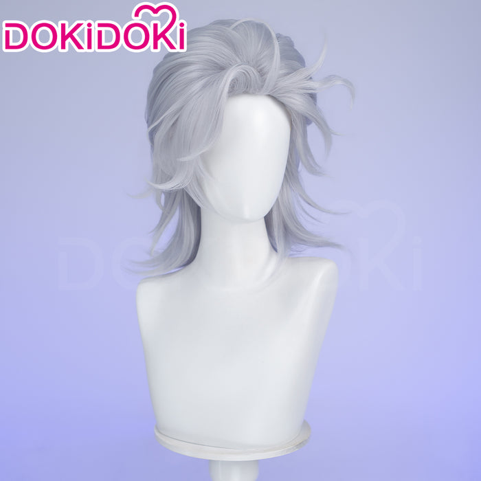 DokiDoki Manga Anime Record of Ragnarok Cosplay Wig Short Straight Silver Hair Layered Cut
