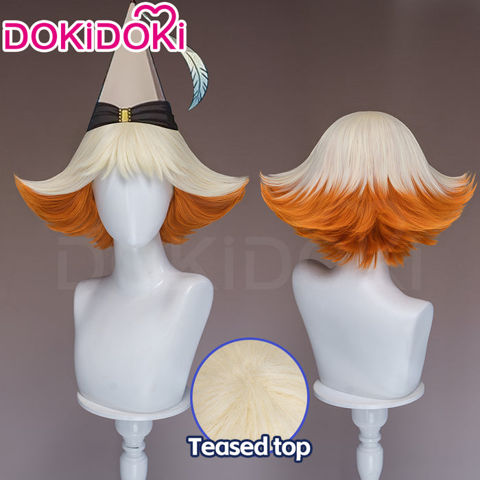 DokiDoki Manga Anime Witch Hat Atelier Cosplay Alaira Wig Short White Orange Hair