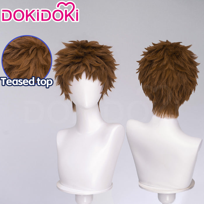 DokiDoki Manga Anime Witch Hat Atelier Cosplay Tartah Wig Short Curly Brown Hair