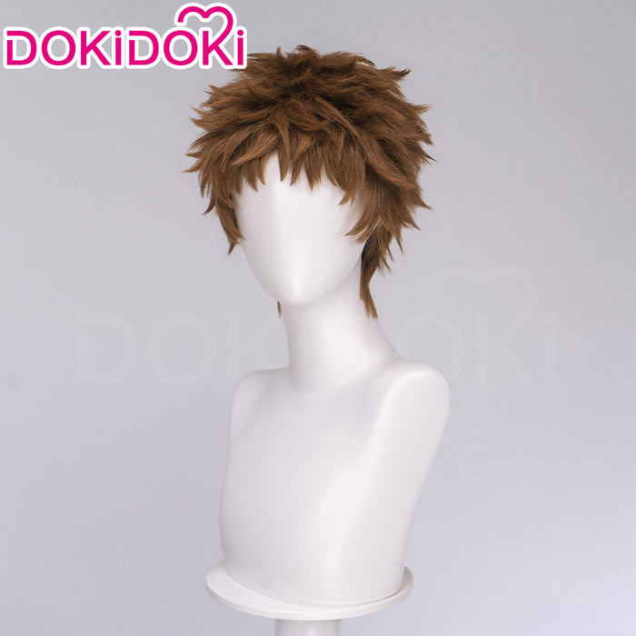 DokiDoki Manga Anime Witch Hat Atelier Cosplay Tartah Wig Short Curly Brown Hair