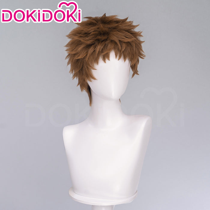 DokiDoki Manga Anime Witch Hat Atelier Cosplay Tartah Wig Short Curly Brown Hair