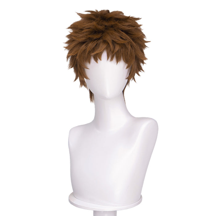 DokiDoki Manga Anime Witch Hat Atelier Cosplay Tartah Wig Short Curly Brown Hair