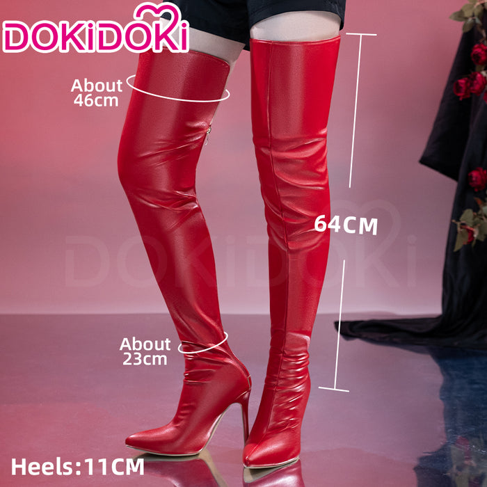 DokiDoki Movie Game Cosplay Nurse Shoes Red High Heels Long Boots