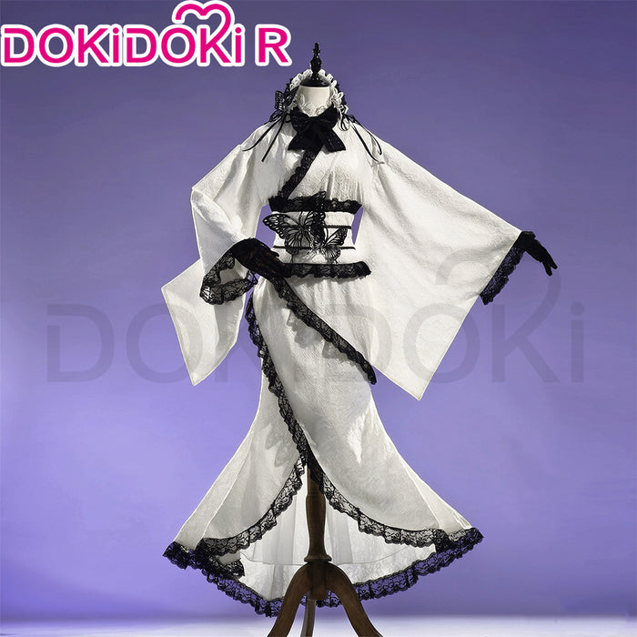 DokiDoki-R Anime Shugo Chara Cosplay Tsukiyomi Utau Costume White Lace Kimono Dress Asakusa Hanayashiki Collaboration