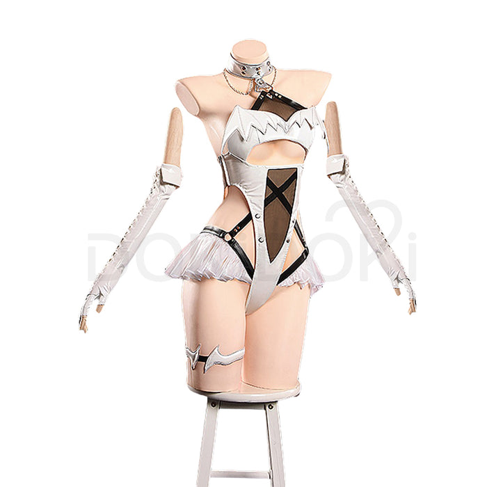 DokiDoki-R Game Cosplay Blanc White Rabbit Costume Sexy Angel Dress