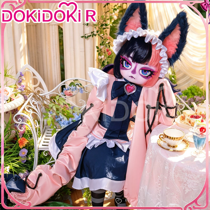 DokiDoki-R Game Cosplay Costume Black Pink Cute Cafe Maid Dress