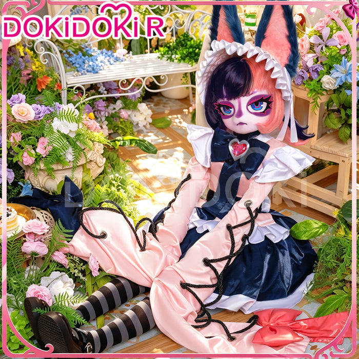 DokiDoki-R Game Cosplay Costume Black Pink Cute Cafe Maid Dress