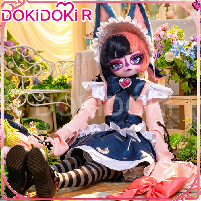 DokiDoki-R Game Cosplay Costume Black Pink Cute Cafe Maid Dress