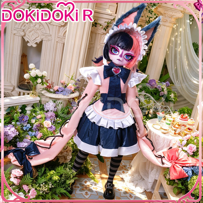 DokiDoki-R Game Cosplay Costume Black Pink Cute Cafe Maid Dress