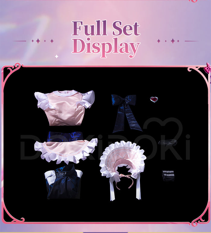 DokiDoki-R Game Cosplay Costume Black Pink Cute Cafe Maid Dress