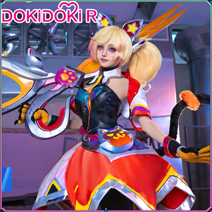 DokiDoki-R Game Cosplay Costume White Red Battle Cat Dress