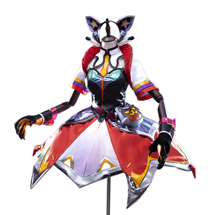 DokiDoki-R Game Cosplay Costume White Red Battle Cat Dress