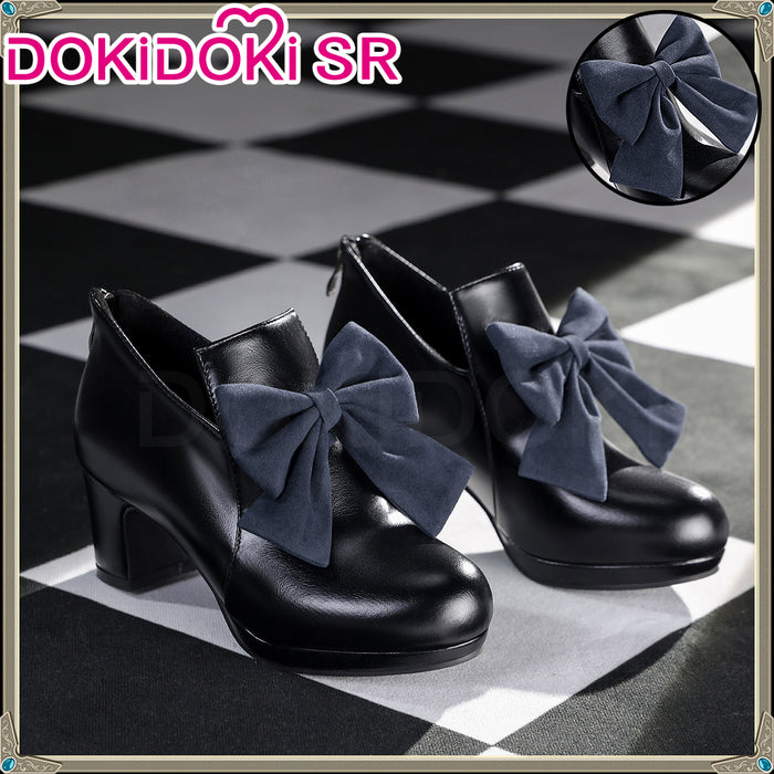 DokiDoki-SR Anime Cosplay Black Box Shoes Dark Gray Bow