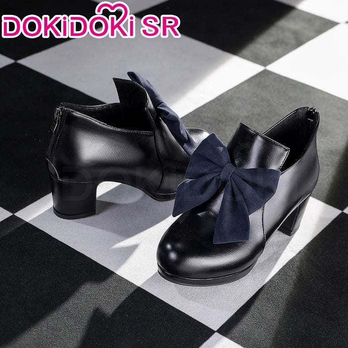 DokiDoki-SR Anime Cosplay Black Box Shoes Dark Gray Bow