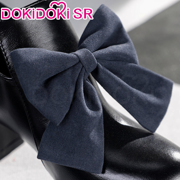 DokiDoki-SR Anime Cosplay Black Box Shoes Dark Gray Bow