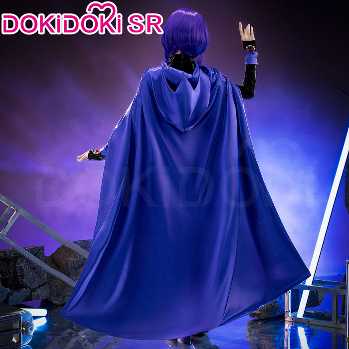 DokiDoki-SR Anime Manga Cosplay Costume Black Bodysuit With Purple Blue Cape Halloween