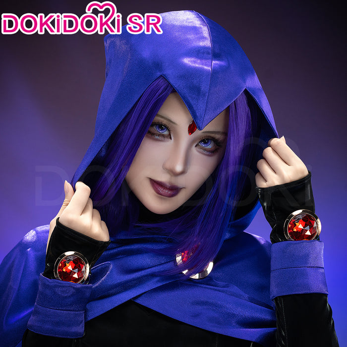 DokiDoki-SR Anime Manga Cosplay Costume Black Bodysuit With Purple Blue Cape Halloween