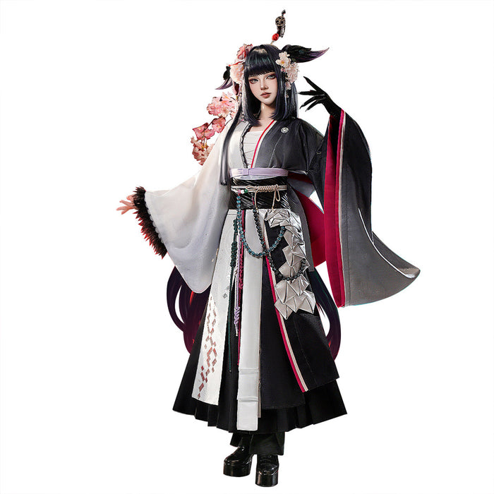 DokiDoki-SR Game Arknights Cosplay Mio Costume Black White Kimono