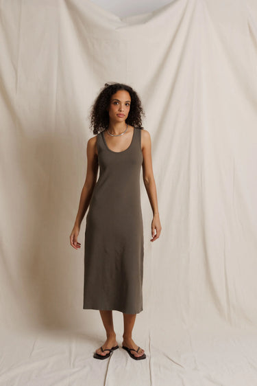 Edith Heavy Rib Midi Tank Dress