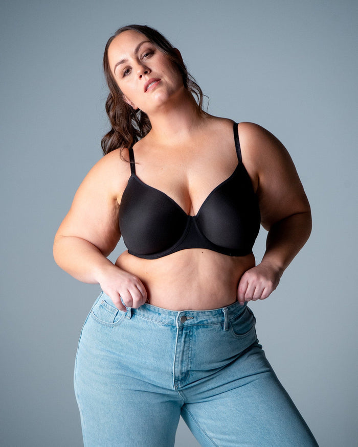 Hotmilk Evolve Effortless Black t-shirt bra — invisible under clothing, flexiwire lift