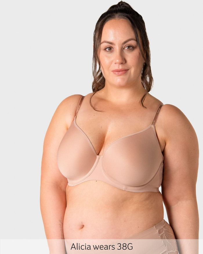 Effortless Sculpt Bra Cashmere — full bust nude t-shirt bra — Hotmilk Evolve