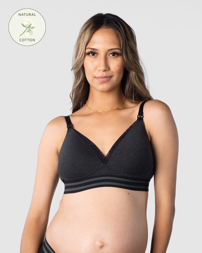 Elevate Cotton T-Shirt Nursing Bra in Grey Marle — wirefree cotton nursing bra — Hotmilk Lingerie