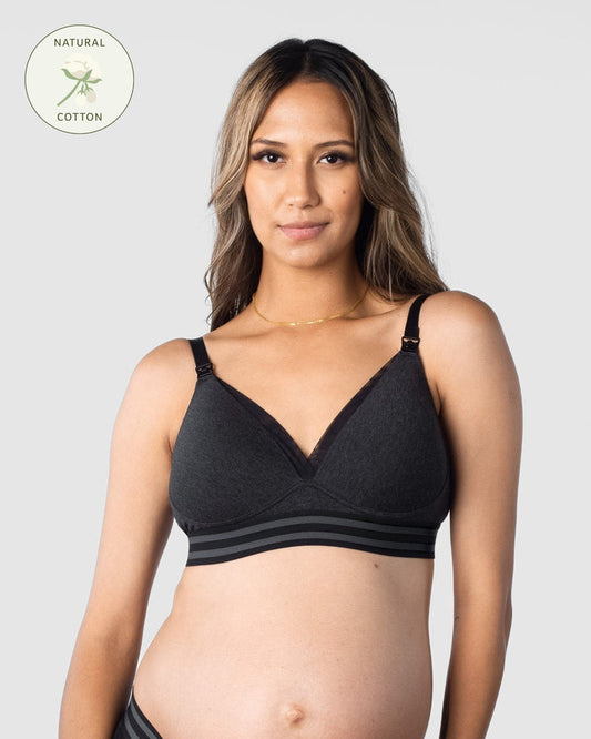 Elevate Cotton T-Shirt Nursing Bra in Grey Marle — wirefree cotton nursing bra — Hotmilk Lingerie