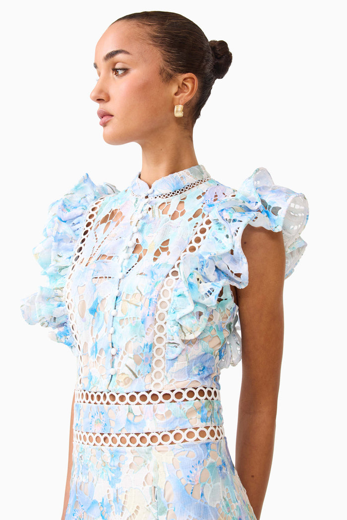Elliatt-Kalissa Ruffle Maxi Dress Blue Multi