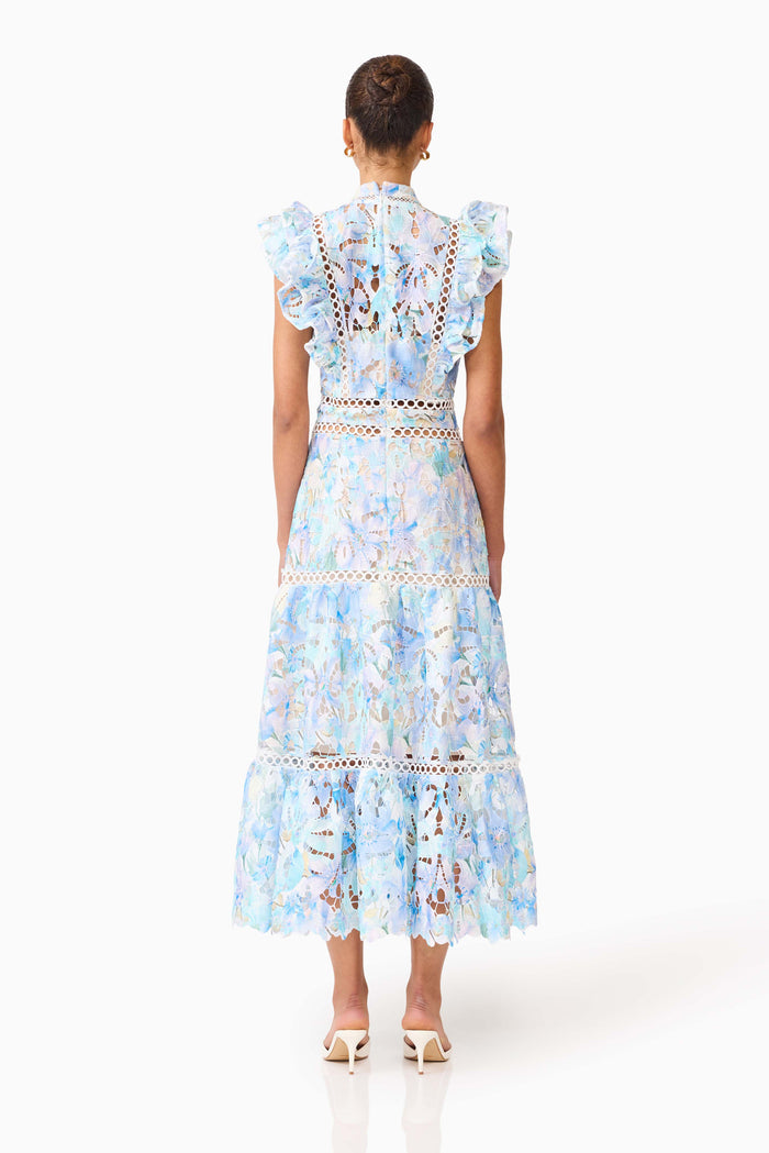 Elliatt-Kalissa Ruffle Maxi Dress Blue Multi
