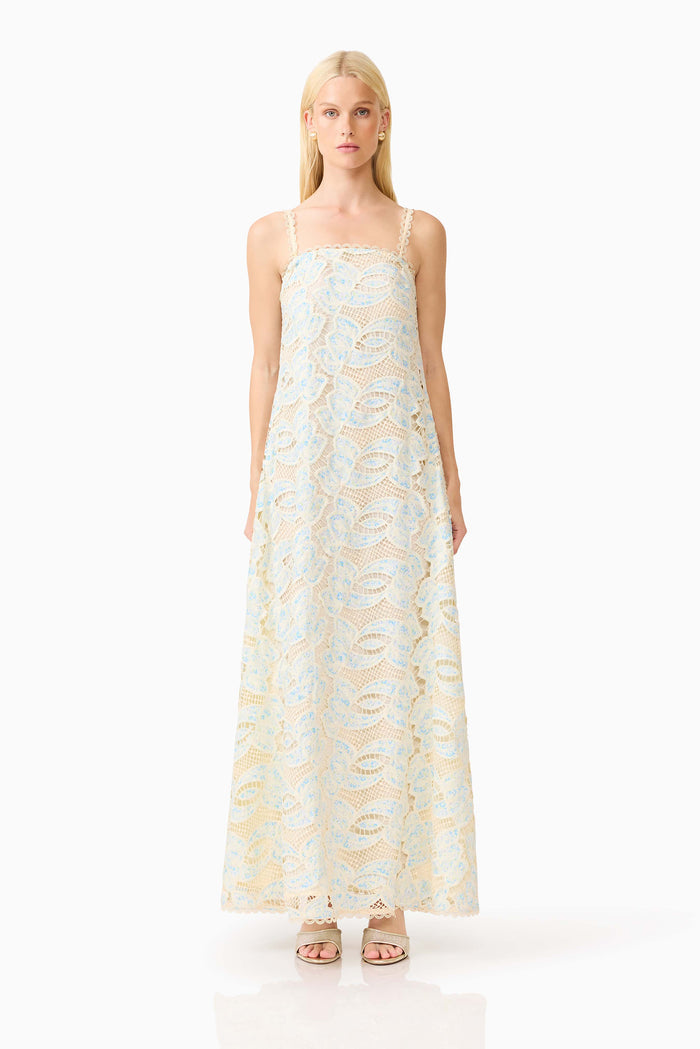 Elliatt-Megan Gown in Blue/Cream Multi