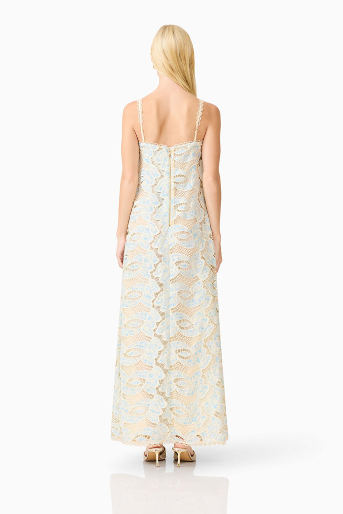 Elliatt-Megan Gown in Blue/Cream Multi