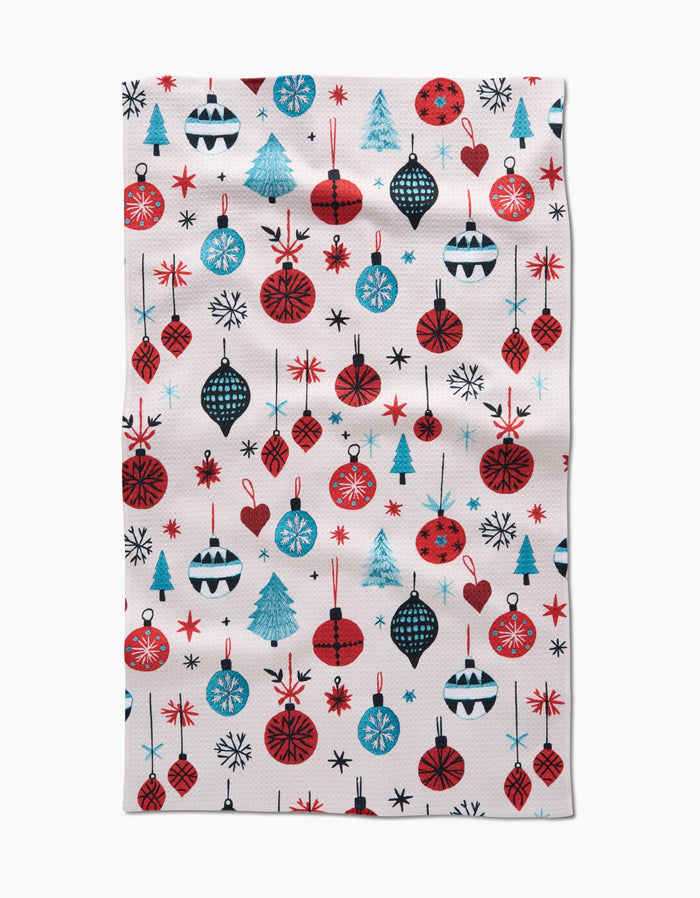 Embroidered Ornaments Tea Towel