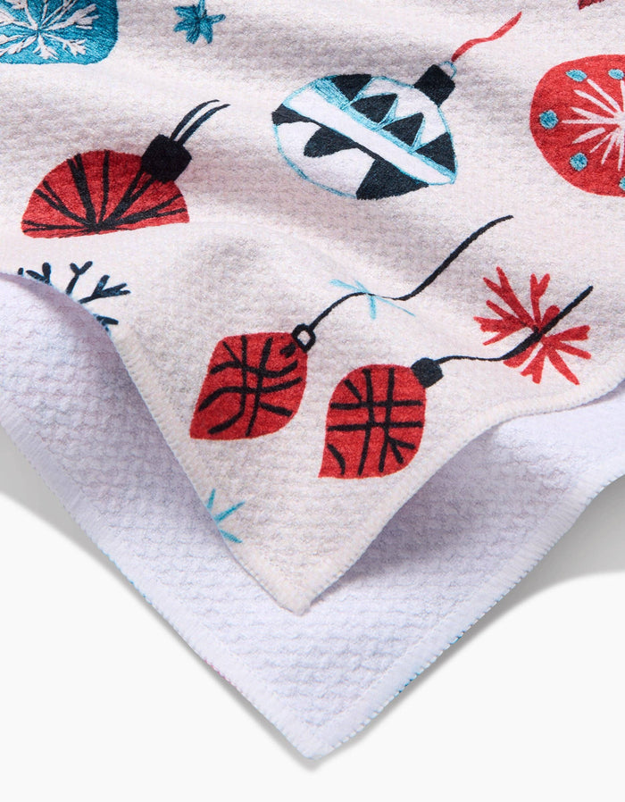 Embroidered Ornaments Tea Towel