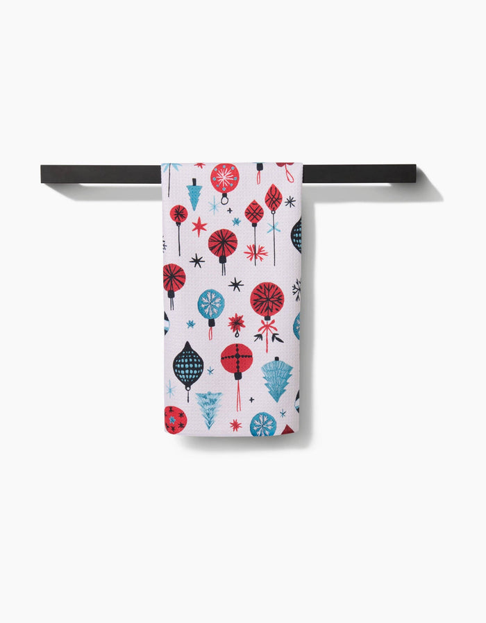 Embroidered Ornaments Tea Towel